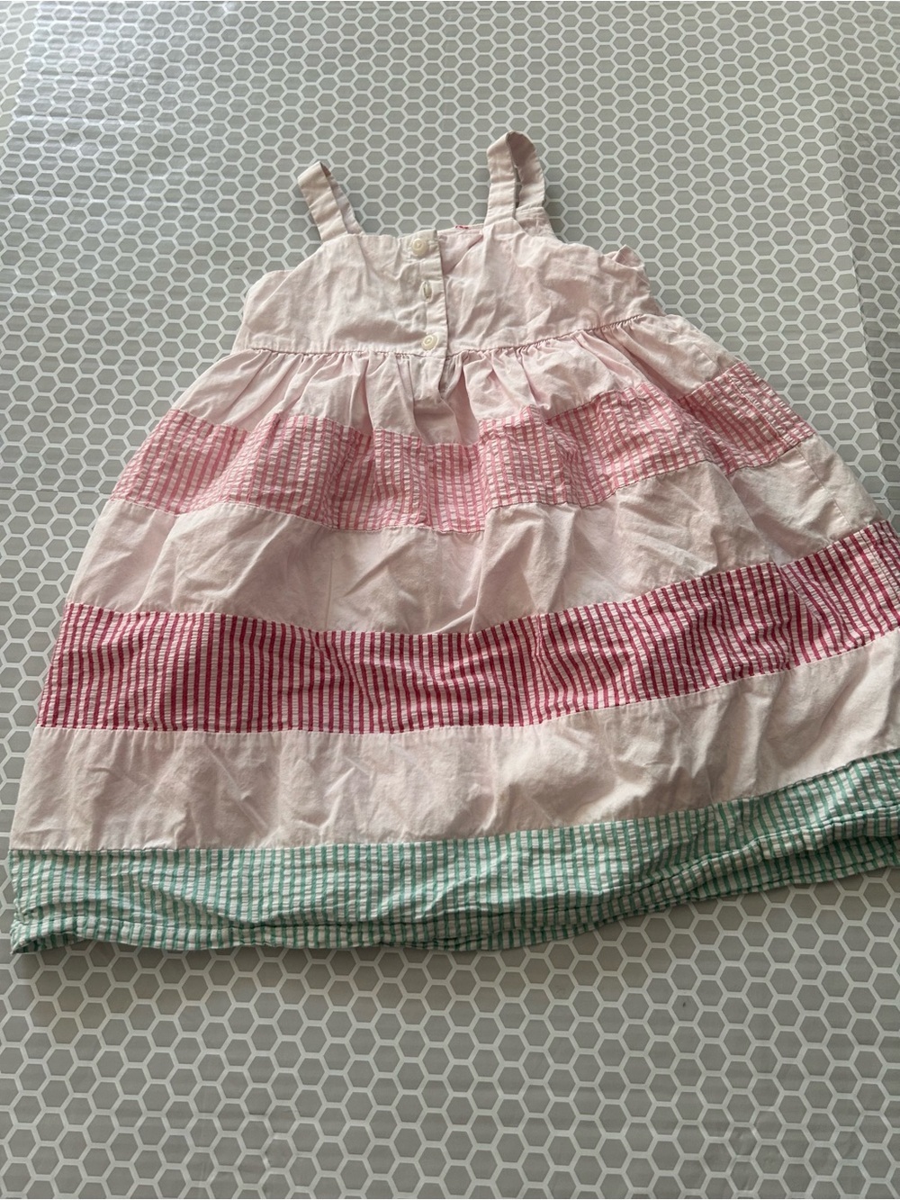 Gymboree Light Pink and White Gingham Seersucker Striped Girls Dress. Size 5T - Picture 2 of 6
